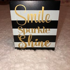 Smile Sparkle Shine Striped Wood Decor
